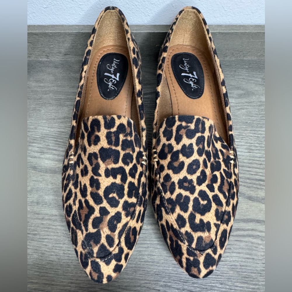Vintage 7 Eight Leopard Print Slip-On Loafers - Brown/Black